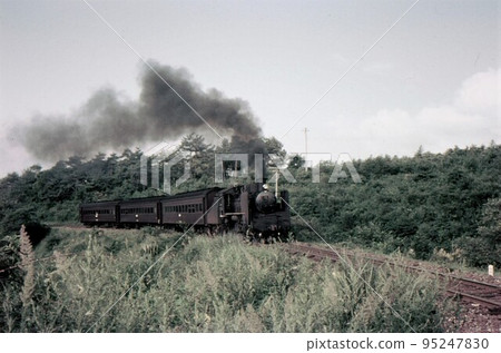 1969 steam locomotive c56 pulling a passenger train on the Koumi Line Yamanashi Prefecture old color photograph documentary photograph 95247830