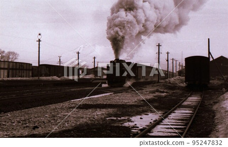1970 D51 passenger train towed from Onuma station Hakodate main line Hokkaido documentary photo 1970 D51 passenger train towed from Onuma station Hakodate main line Hokkaido documentary photo 95247832