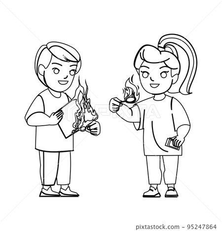 kid fire play vector 95247864