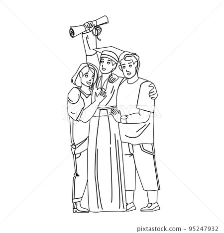 Graduation Ceremony Celebrate Student Boy Vector 95247932