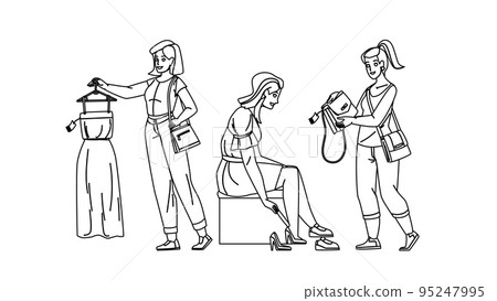 Female Shopping Occupation In Clothes Store Vector Female Shopping Occupation In Clothes Store Vector 95247995