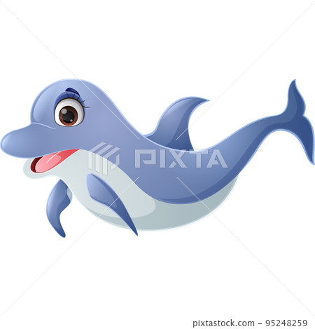 Cute dolphin cartoon on white background Cute dolphin cartoon on white background 95248259