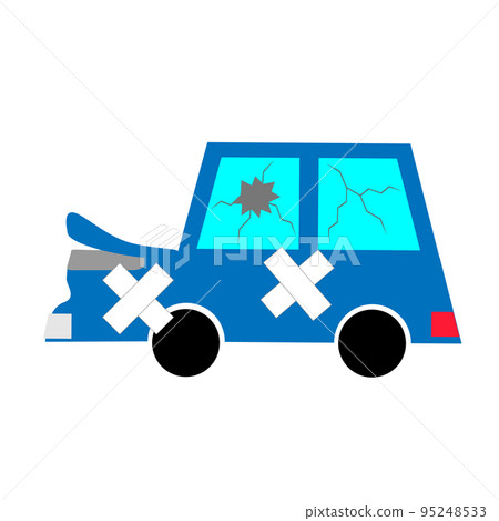 一輛發生交通事故的汽車。事故車。 一輛發生交通事故的汽車。事故車。 95248533