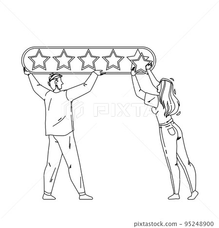 Online Survey Form Filling People Couple Vector 95248900