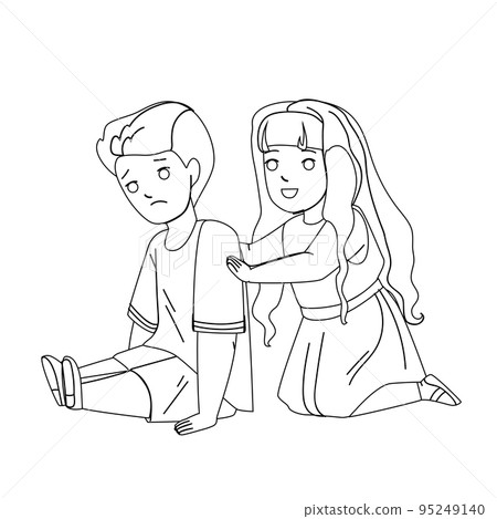 Kids Empathy Upset Friend In Kindergarten Vector 95249140