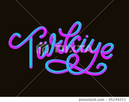 Text in the Turkish: Turkey Lettering. Handwritten name of the country. Vector design template. Text in the Turkish: Turkey Lettering. Handwritten name of the country. Vector design template. 95249351