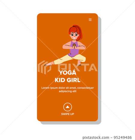 yoga kid girl vector 95249486