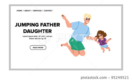 jumping father daughter vector 95249521