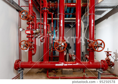 Room Fire suppression system installation with a alarm check valve. Room Fire suppression system installation with a alarm check valve. 95250578