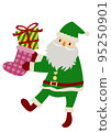 一個快樂可愛的聖誕老人在襪子裡拿著禮物的手繪插圖 95250901