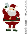 一個快樂可愛的聖誕老人拿著智能手機的手繪插圖 95250906