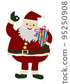 一個快樂可愛的聖誕老人拿著禮物並給出 OK 手勢的手繪插圖 95250908