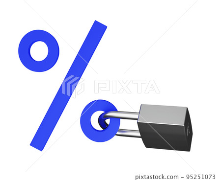 Blue percentage symbol icon with lock isolated on background. Concept for fixed interest rates. 3D rendering. Blue percentage symbol icon with lock isolated on background. Concept for fixed interest rates. 3D rendering. 95251073