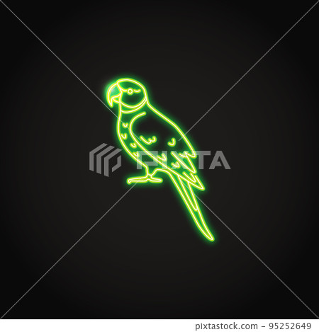 Alexandrine parrot icon in glowing neon style Alexandrine parrot icon in glowing neon style 95252649