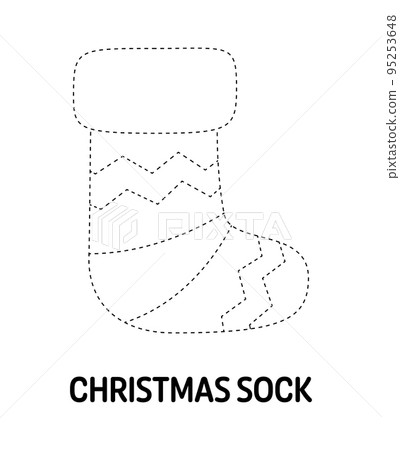 Christmas Sock tracing worksheet for kids 95253648