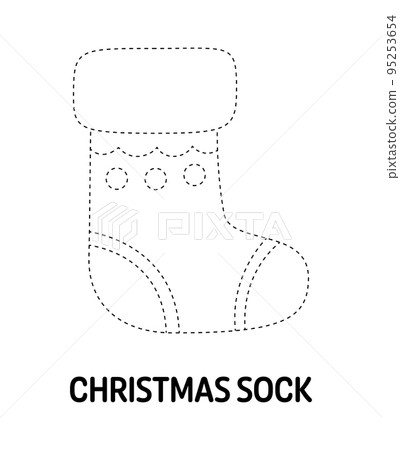 Christmas Sock tracing worksheet for kids-插圖素材 [95253654] - PIXTA圖庫