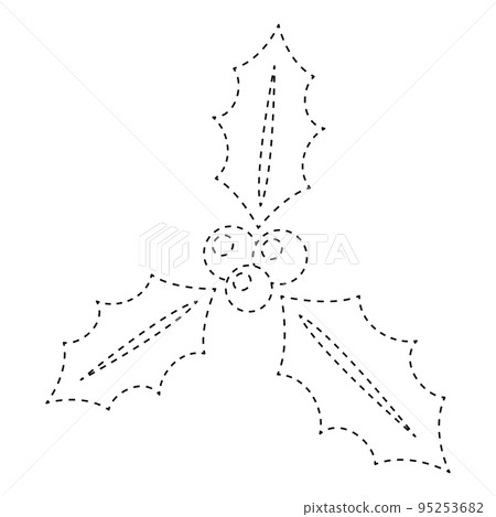 Holly Berry tracing worksheet for kids 95253682