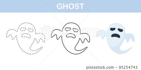 Ghost tracing and coloring worksheet for kids 95254743