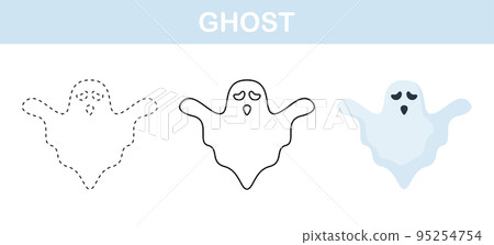 Ghost tracing and coloring worksheet for kids Ghost tracing and coloring worksheet for kids 95254754