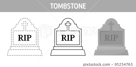 Tombstone tracing and coloring worksheet for kids Tombstone tracing and coloring worksheet for kids 95254763