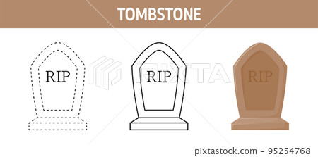 Tombstone tracing and coloring worksheet for kids Tombstone tracing and coloring worksheet for kids 95254768