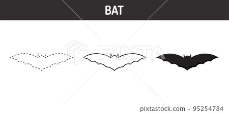 Bat tracing and coloring worksheet for kids 95254784
