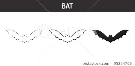 Bat tracing and coloring worksheet for kids Bat tracing and coloring worksheet for kids 95254796