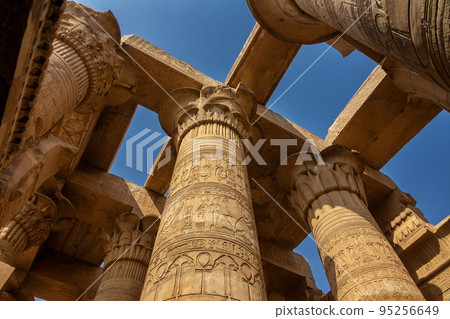Ancient pillars with hieroglyphics in Egypt 95256649