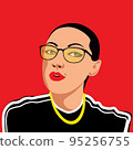 Young girl teen in sunglasses cartoon character vector illustration 95256755