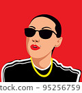 Young girl teen in sunglasses cartoon character vector illustration 95256759