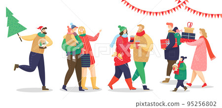 People Wearing Warm Clothes Preparing for New Year People Wearing Warm Clothes Preparing for New Year 95256802