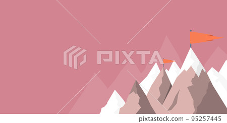 Man On A Mountain Drawing Proud Of His Climbing Success To The Clouds. Athlete On A Cliff Celebrating Achievement Ascending To The Top. Sports Guy Reaching The Sky. 95257445