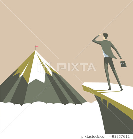 Man On A Mountain Drawing Proud Of His Climbing Success To The Clouds. Athlete On A Cliff Celebrating Achievement Ascending To The Top. Sports Guy Reaching The Sky. Man On A Mountain Drawing Proud Of His Climbing Success To The Clouds. Athlete On A Cliff Celebrating Achievement Ascending To The Top. Sports Guy Reaching The Sky. 95257611