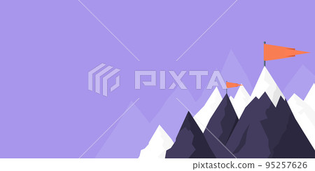 Man On A Mountain Drawing Proud Of His Climbing Success To The Clouds. Athlete On A Cliff Celebrating Achievement Ascending To The Top. Sports Guy Reaching The Sky. 95257626