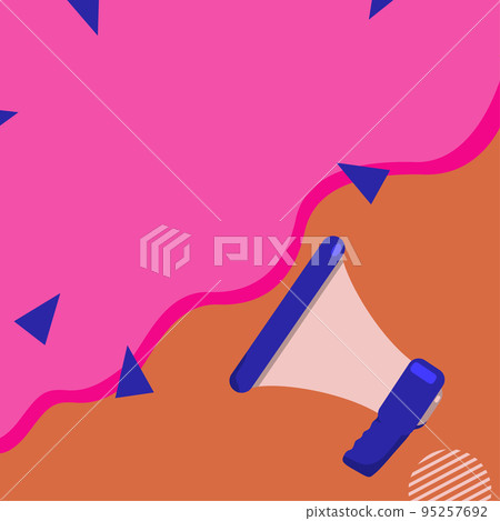 Megaphone Drawing With Conversation Bubble Showing New Announcement. Bullhorn Voice Device With Speech Balloon Presenting Fresh And Important News Messages. 95257692