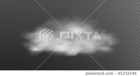 Fog or smoke isolated transparent special effect. White vector background of cloudiness, fog or smog. Vector illustration. 95258346