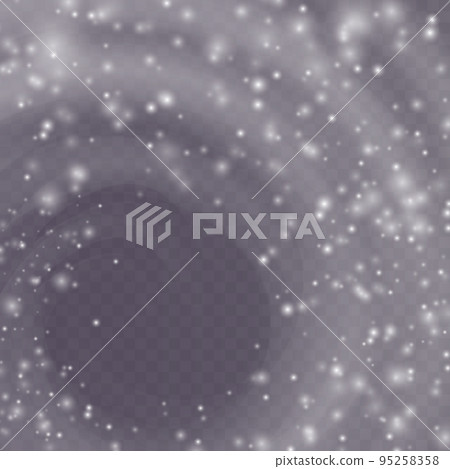 White png dust light. Bokeh light lights effect background. Christmas background of shining dust Christmas glowing light bokeh confetti and spark overlay texture for your design. 95258358