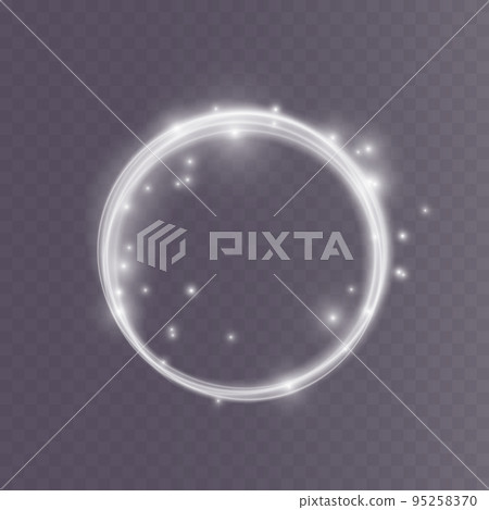 Luminous white lines of speed. Light glowing effect. Abstract motion lines. Light trail wave, fire path trace line, car lights, optic fiber and incandescence curve twirl png. 95258370