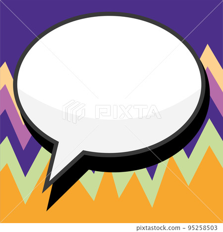 Comic Blank Speech Bubble With Copy Space Over Circular Color Background Design. Empty Template In Explosion Framework Representing Advertisement And Promoting Business. 95258503