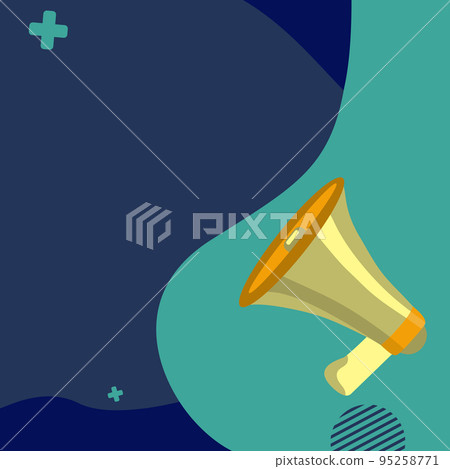 Megaphone Drawing With Conversation Bubble Showing New Announcement. Bullhorn Voice Device With Speech Balloon Presenting Fresh And Important News Messages. 95258771
