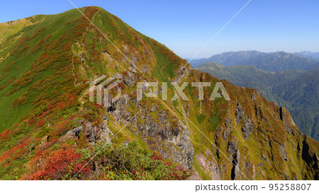 Mt. Ichinokura seen from Mt. Tanigawa and Tanigawa mountain range in autumn Mt. Ichinokura seen from Mt. Tanigawa and Tanigawa mountain range in autumn 95258807
