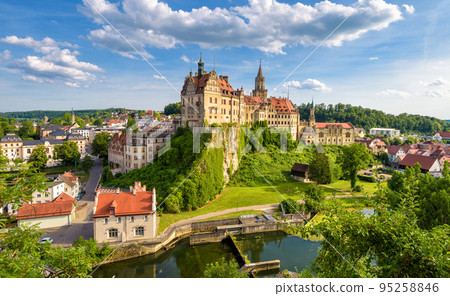 Sigmaringen city in Baden-Wurttemberg, Germany. Scenic view of old German castle 95258846