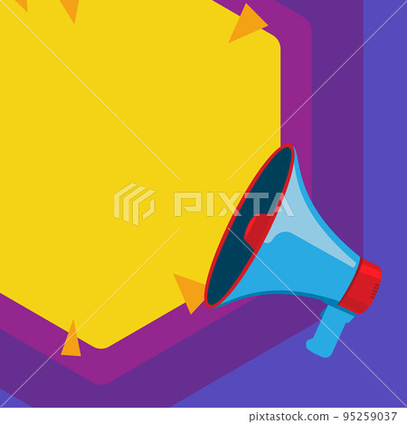 Megaphone Drawing With Conversation Bubble Showing New Announcement. Bullhorn Voice Device With Speech Balloon Presenting Fresh And Important News Messages. Megaphone Drawing With Conversation Bubble Showing New Announcement. Bullhorn Voice Device With Speech Balloon Presenting Fresh And Important News Messages. 95259037