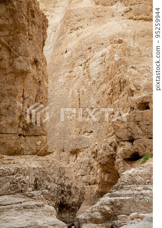 Abstract nature texture. Rock surface or Beige mountain. Natural material background. Rock climbing backdrop, copy space 95259944