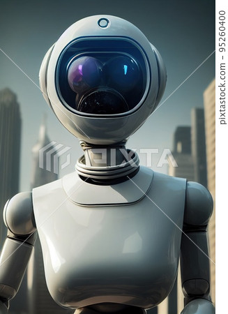 Portrait of a futuristic female robot. An artistic abstract steampunk fantasy. Concept of a modern robot. 3d rendering Portrait of a futuristic female robot. An artistic abstract steampunk fantasy. Concept of a modern robot. 3d rendering 95260400