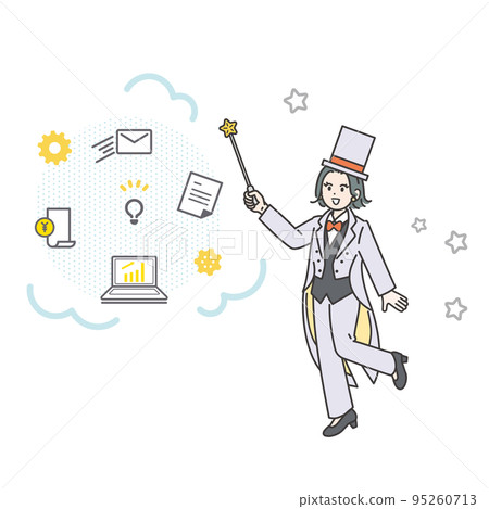 Illustration material of a magician with a stick Business work efficiency productivity improvement Illustration material of a magician with a stick Business work efficiency productivity improvement 95260713