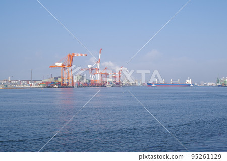 View of Sendai port with container wharf View of Sendai port with container wharf 95261129