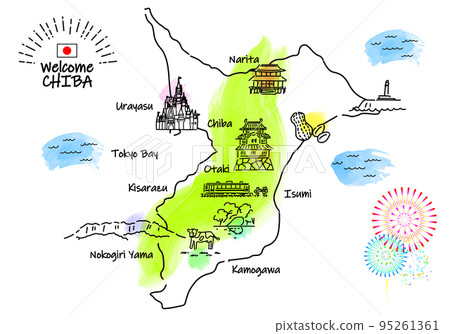 千葉縣觀光景點簡單線描圖 千葉縣觀光景點簡單線描圖 95261361