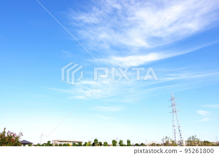 Streaking clouds and the cityscape Steel tower 95261800