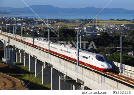 West Kyushu Shinkansen Kamome in autumn in Omura city: N700S series West Kyushu Shinkansen Kamome in autumn in Omura city: N700S series 95262138